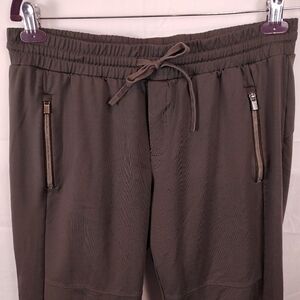 Athleta Dark Grey Elastic Waist Athletic Jogger Pants Zipper Pockets Size Medium